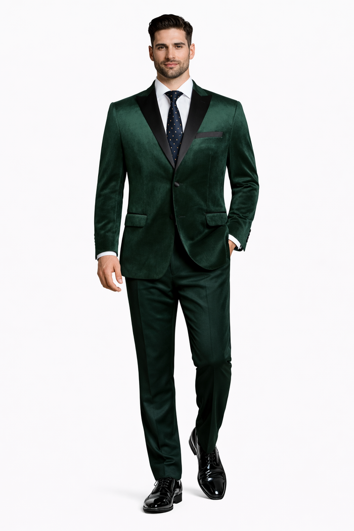 Black And Green tuxedo - Mens Classic Velvet Tuxedo Dinner Jacket in Dark Hunter Green