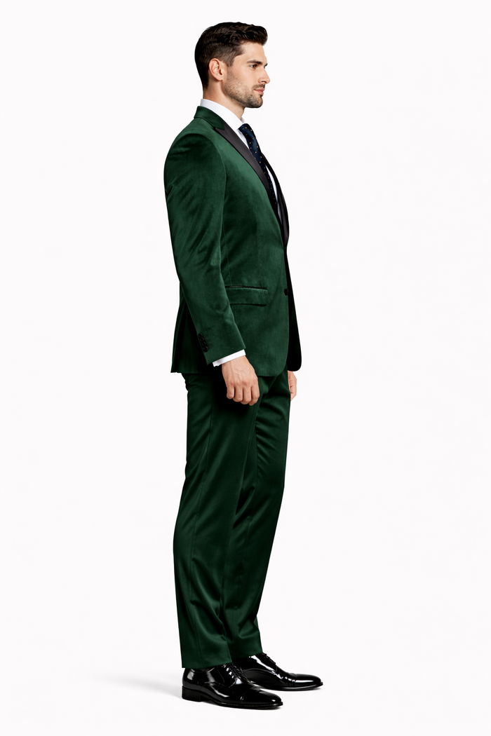 Black And Green tuxedo - Mens Classic Velvet Tuxedo Dinner Jacket in Dark Hunter Green