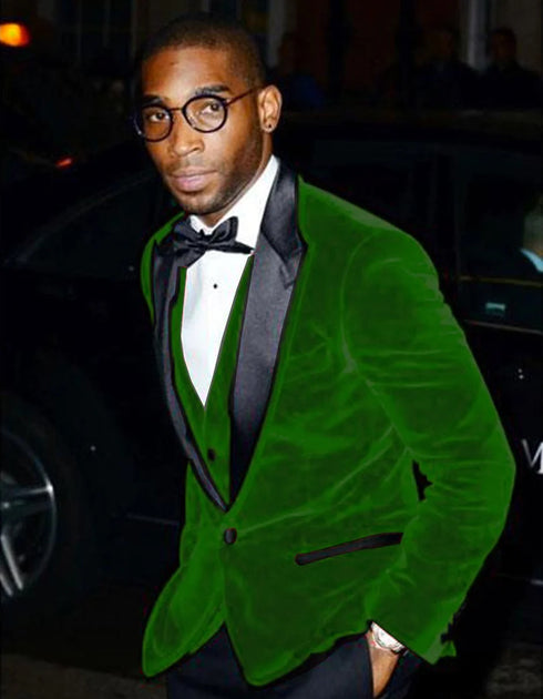 Black And Green tuxedo Mens Designer Velvet Tuxedo Jacket in Hunter Alberto Nardoni