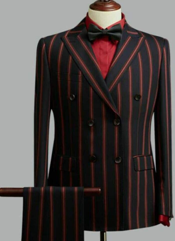 Black With Red Pinstripe Suit On Sale