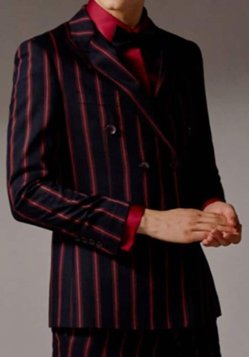 Black With Red Pinstripe Suit On Sale