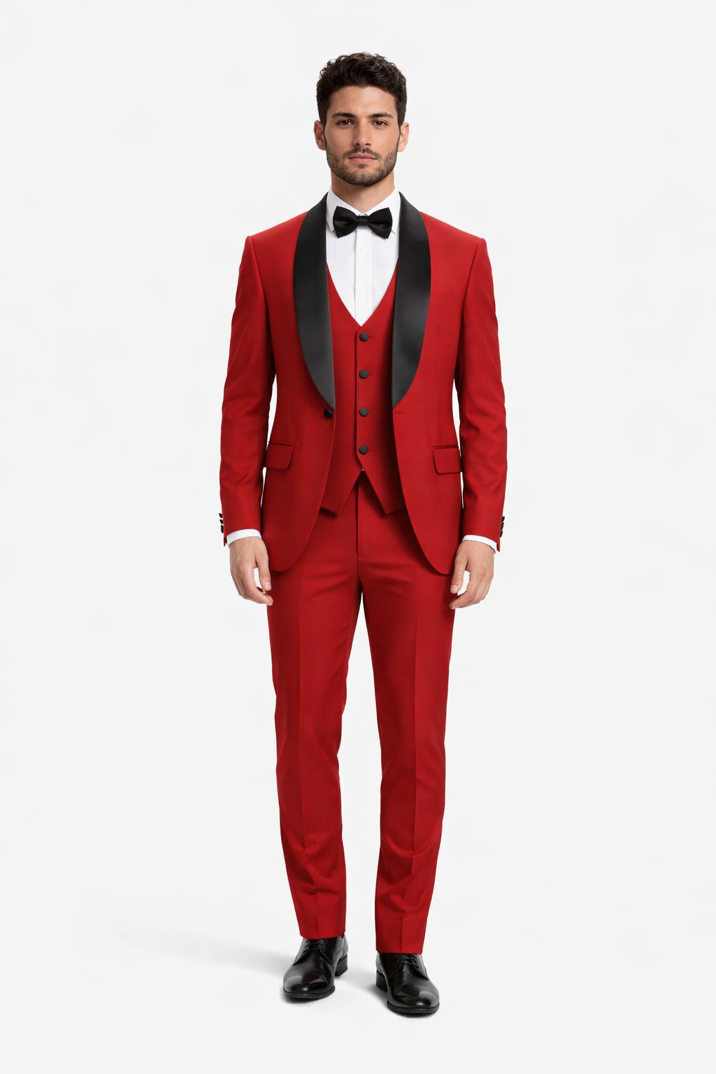 Black and Red Suit Men's Stacy Adams Vested One Button Shawl Lapel Designer Tuxedo in Red