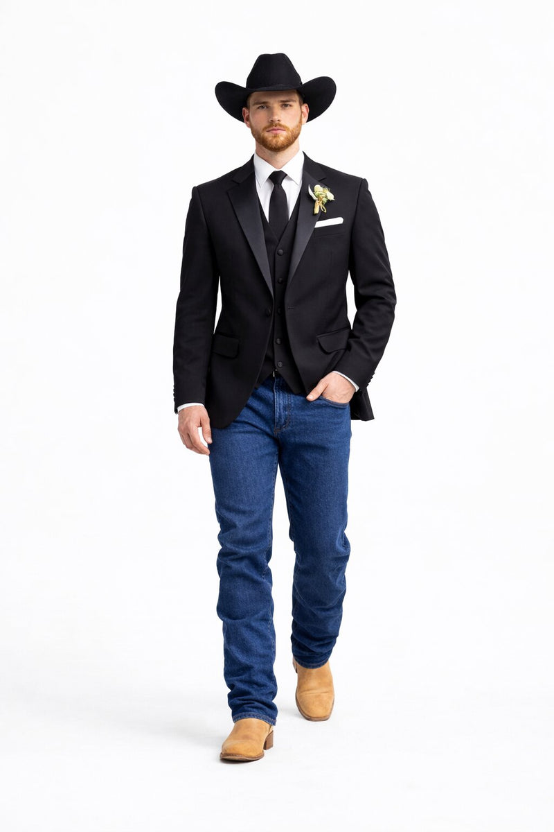 Western Tuxedo Blazer - Black Dinner Jacket