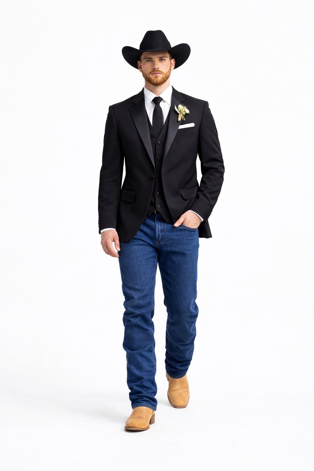 Western Tuxedo Blazer - Black Dinner Jacket