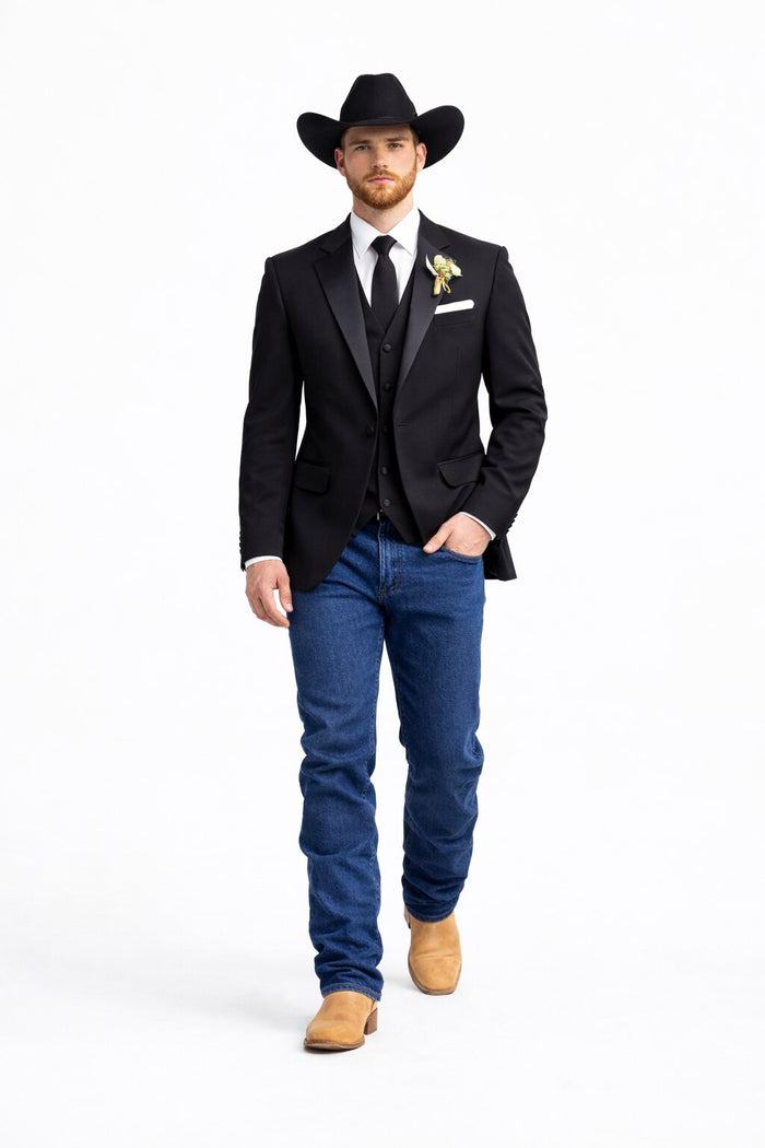 Western Tuxedo Blazer - Black Dinner Jacket