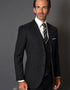 Black Mens 2 Button Vested Modern Fit Wool Suit in Black Pinstripe - AlbertoNardoniStore