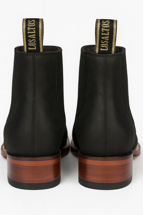 Black Men's Los Altos Boots Nobuk Charro Botines Handcrafted