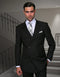 Black Mens Suit Mens Classic Wool Double Breasted Suit in Black - AlbertoNardoniStore