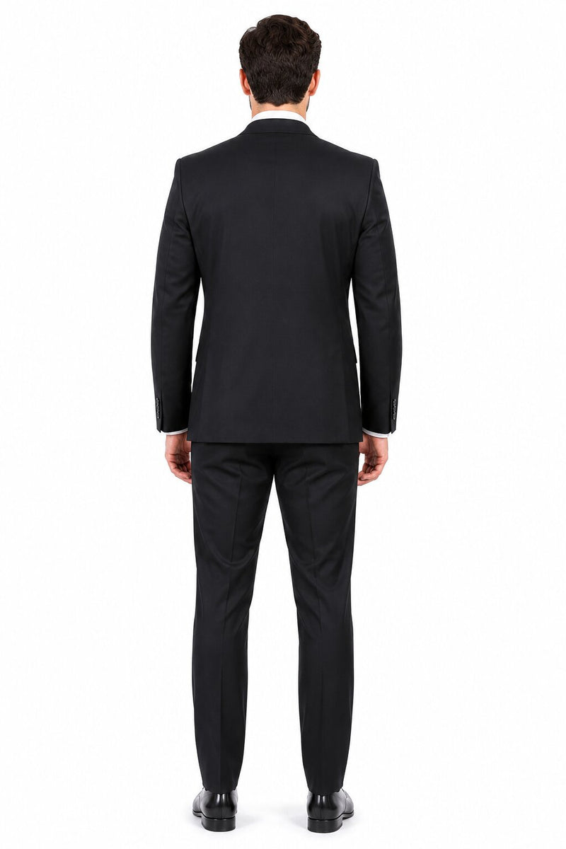 Tiglio Men's Black 2-Button Slim-Fit Suit - High End Suits - High Quality Suits