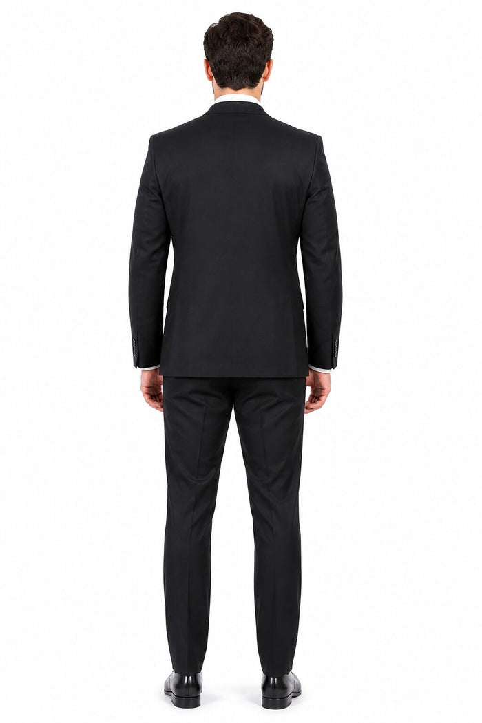 Tiglio Men's Black 2-Button Slim-Fit Suit - High End Suits - High Quality Suits