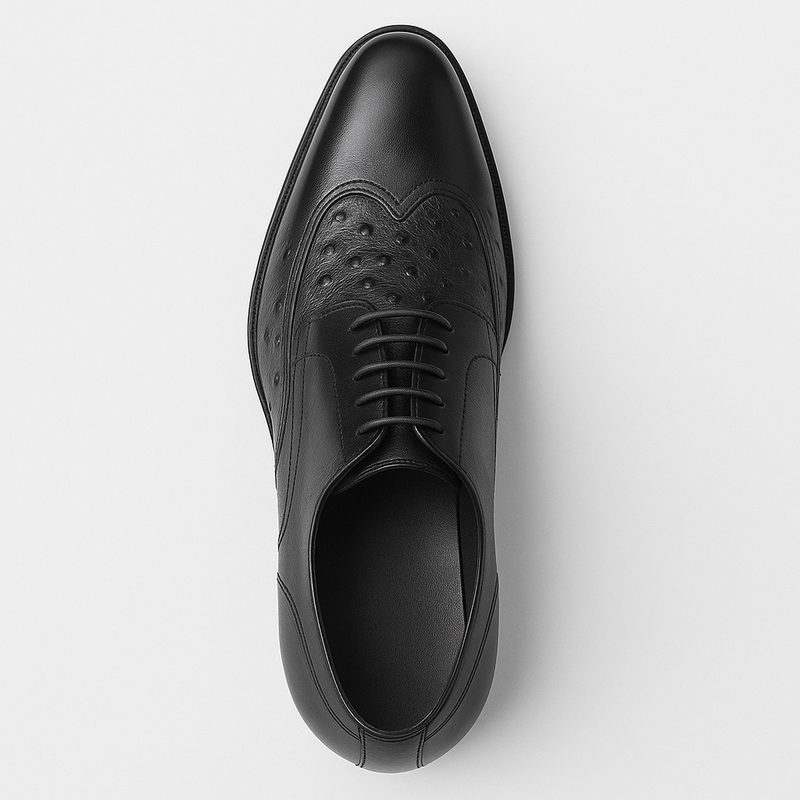 Carrucci Ostrich Embossed Cap Toe Single Monk Strap
