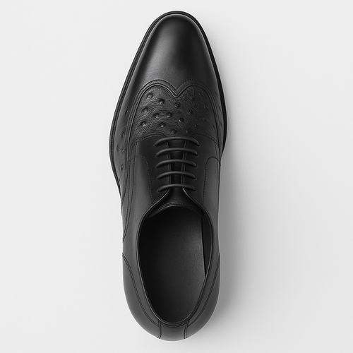 Mens Carrucci Ostrich Embossed Leather Wingtip Dress Shoe in Oxblood