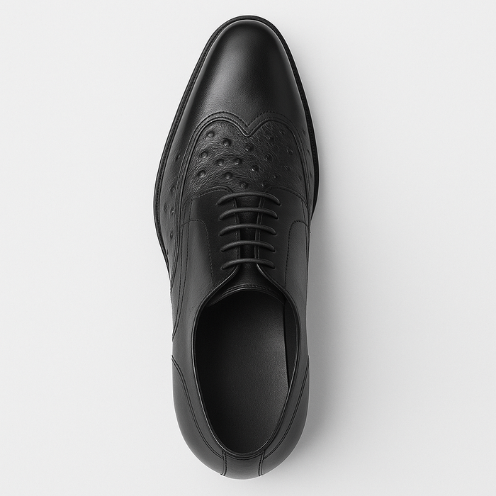 Carrucci Ostrich Embossed Cap Toe Single Monk Strap