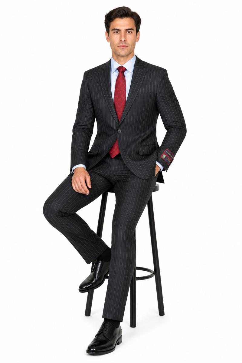 Black Pinstripe Bold Bold Chalk Stripe Pinstripe Suit