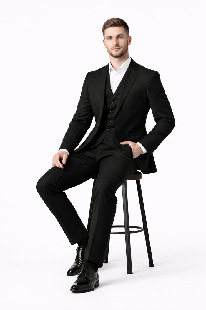 Porto Slim Fit, Pure Wool Suit & Vest by Tiglio Luxe TIG1036