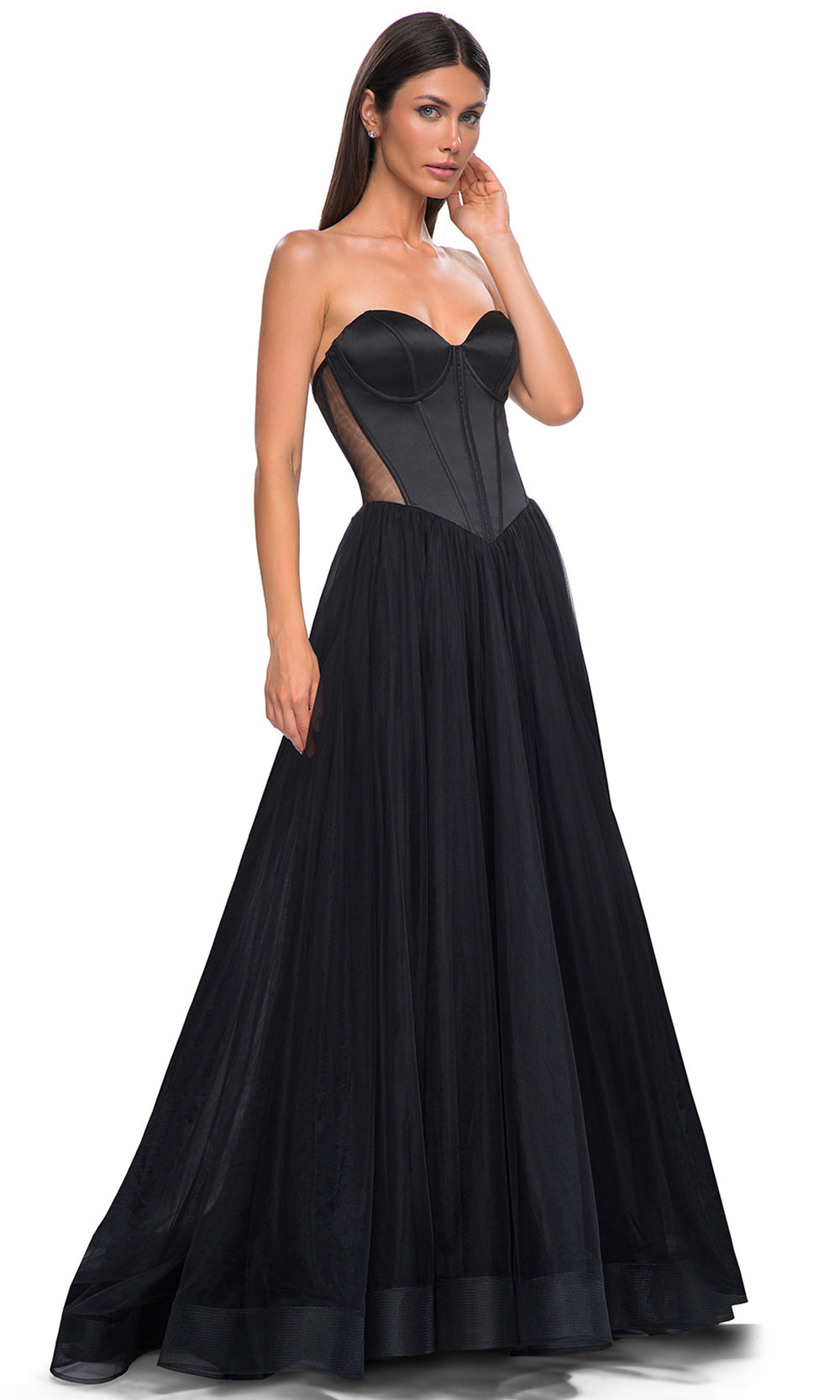 La Femme 32771 Strapless Corset Bodice Prom Gown