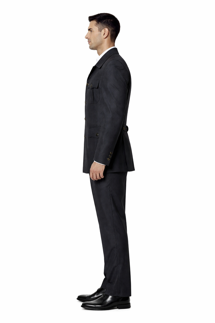 Black Safari Walking Suit for Men â€“ Rossiman Utility Jacket and Trousers Set