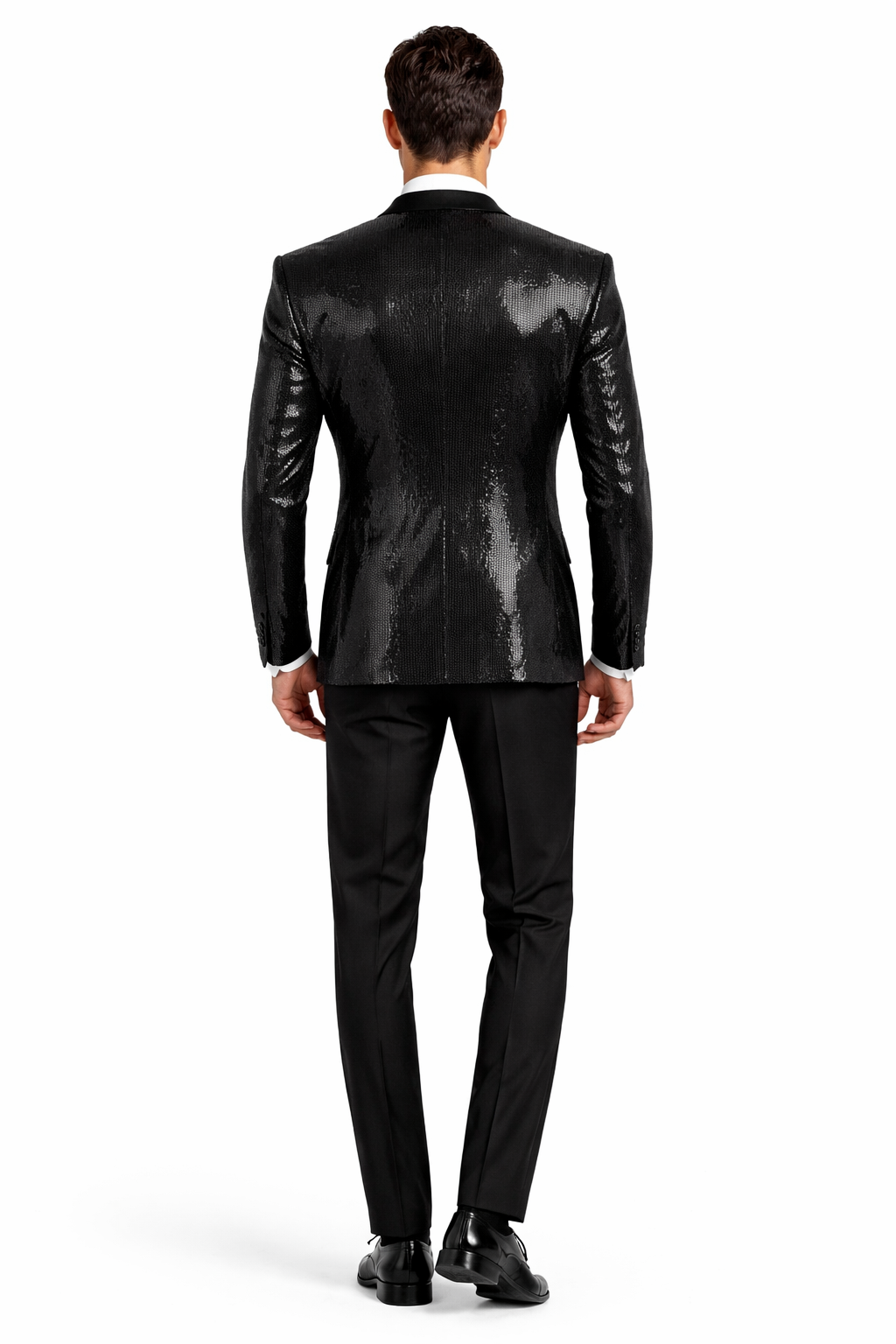 Black Sequin Shawl Tuxedo Blazer
