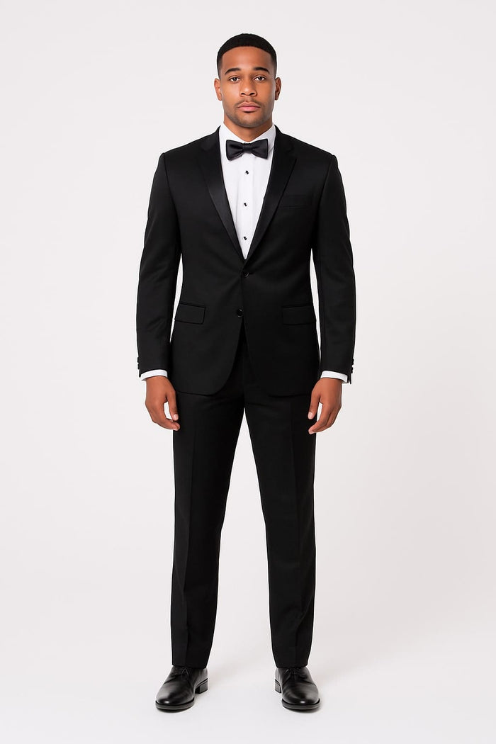 Black Satin Tuxedo Set 4-Piece Style for Weddings & Proms