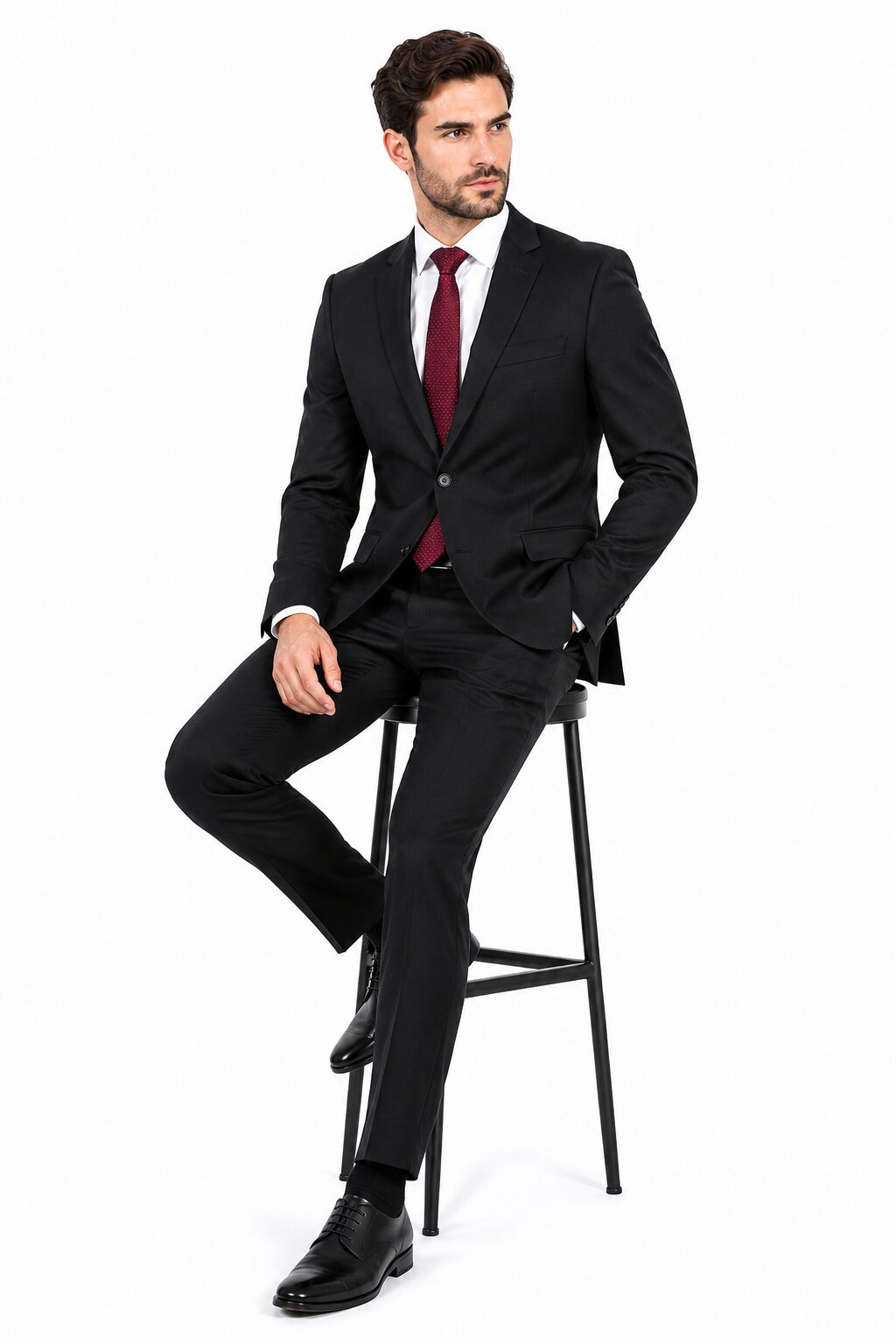 Tiglio Men's Black 2-Button Slim-Fit Suit - High End Suits - High Quality Suits