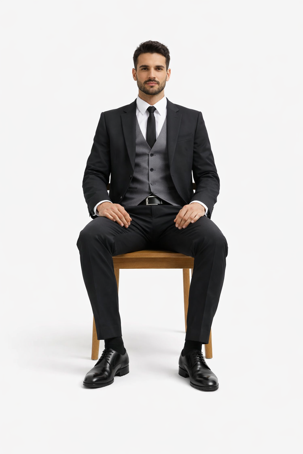 Black Suit Gray Vest