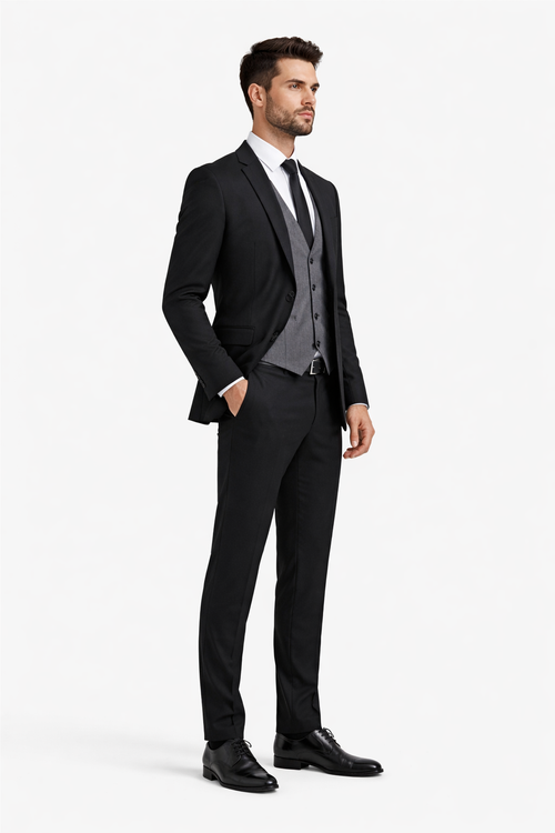 Black Suit Gray Vest
