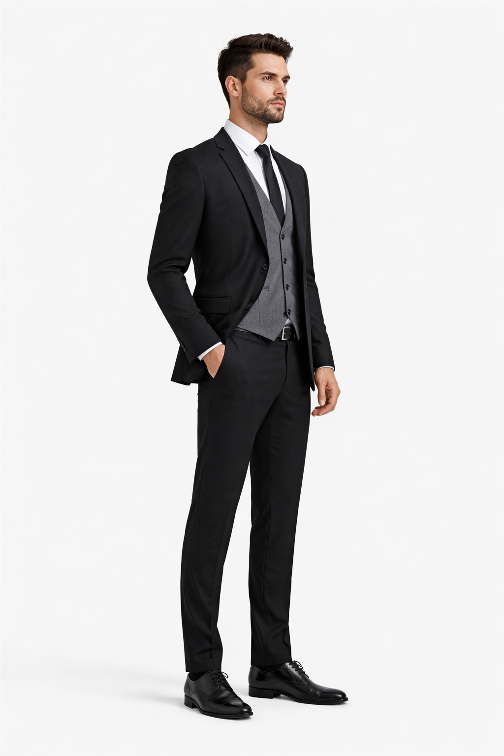 Black Suit Gray Vest