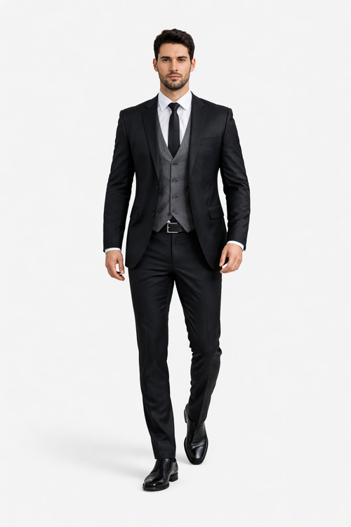Black Suit Gray Vest
