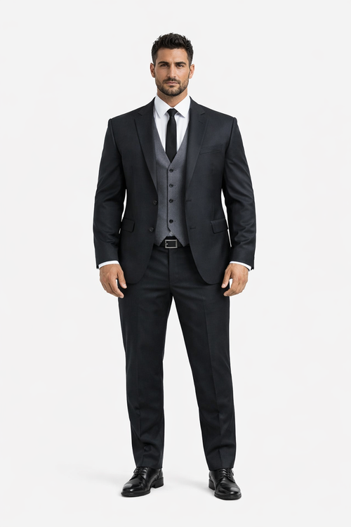 Black Suit Gray Vest