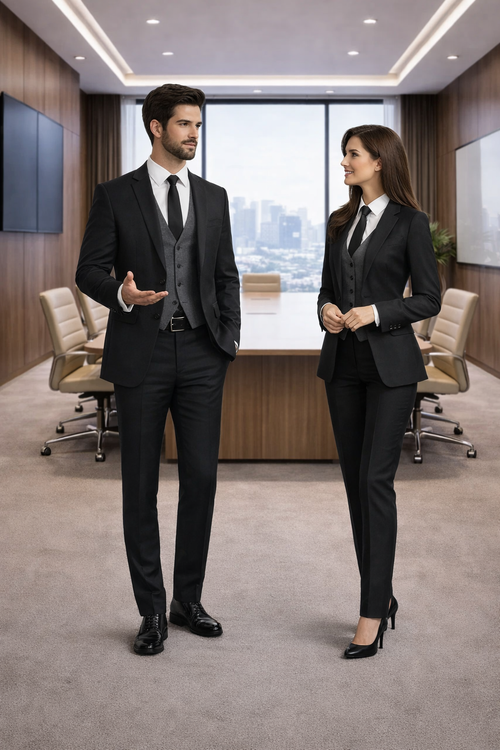 Black Suit Gray Vest