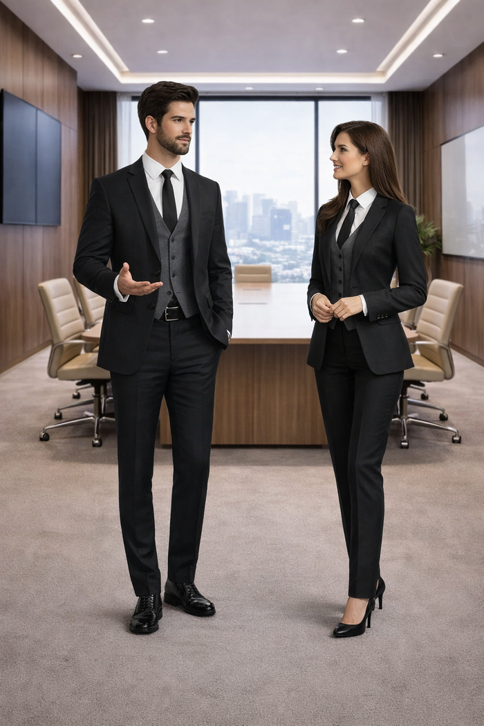 Black Suit Gray Vest