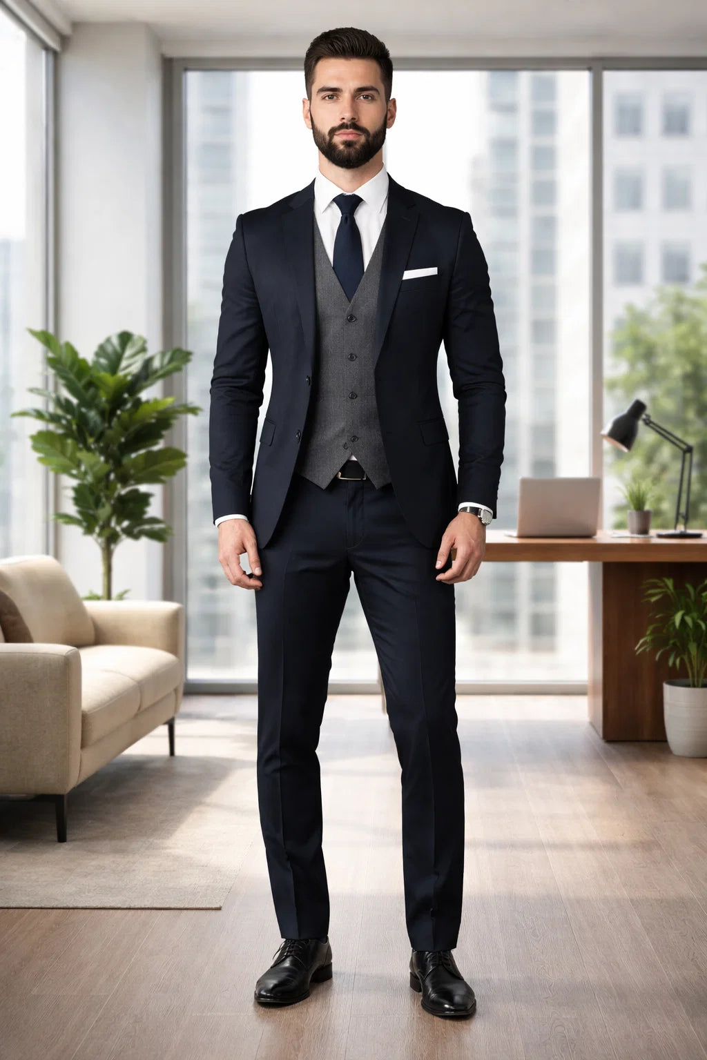 Black Suit With Grey Vest