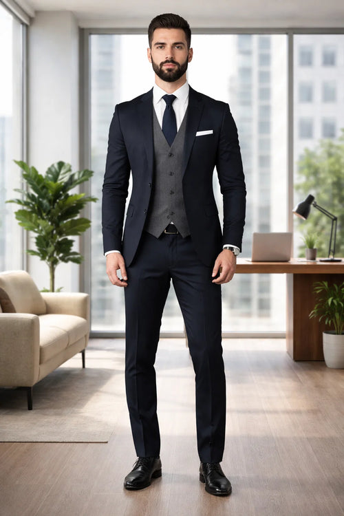 Black Suit With Grey Vest