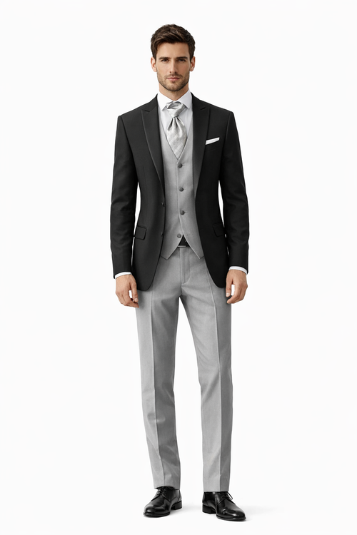 Black Suit With Grey Vest