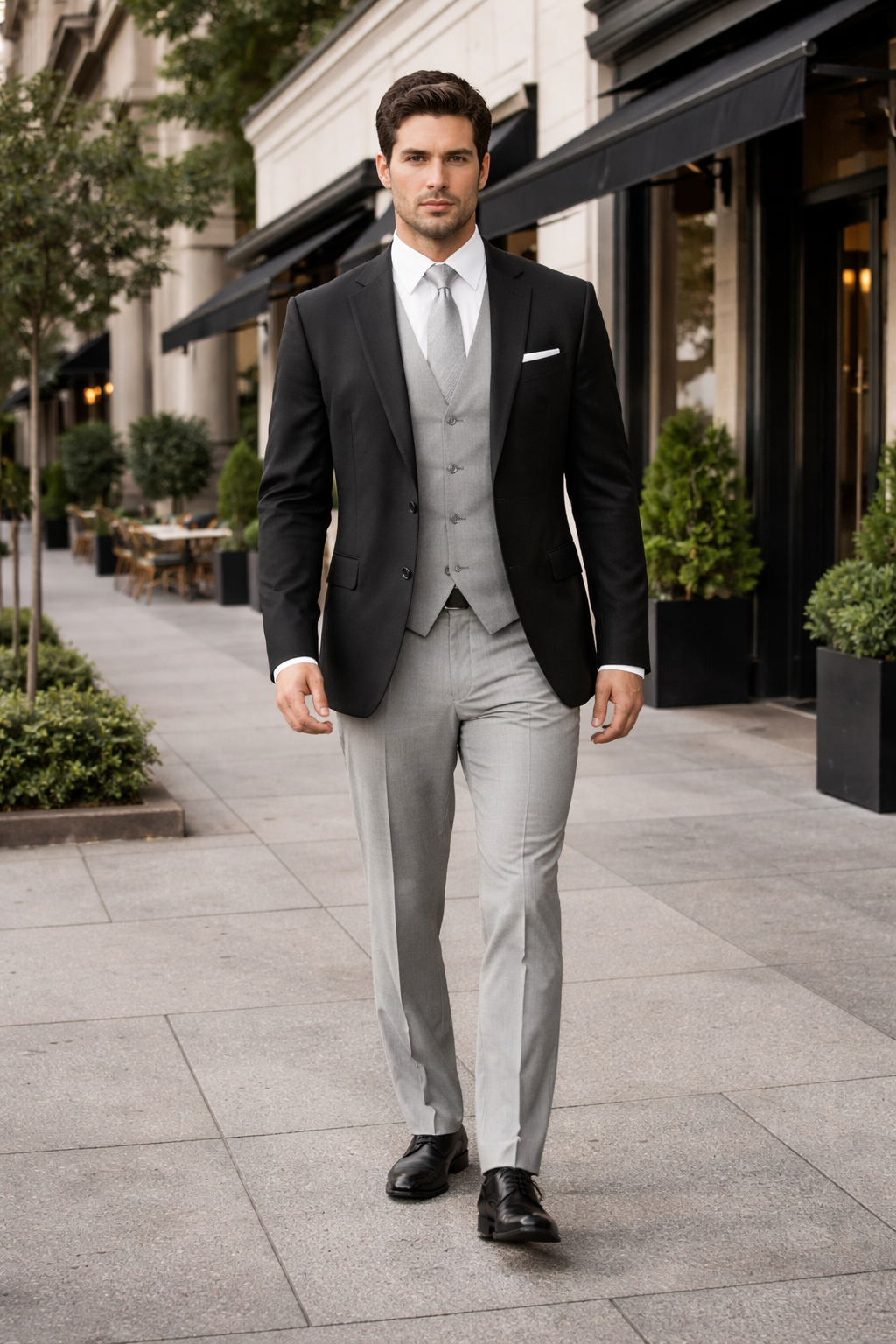 Black Suit With Grey Vest