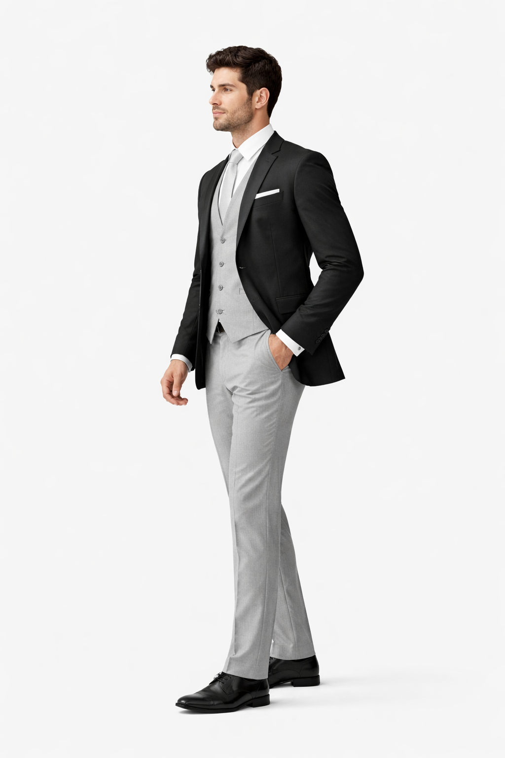 Black Suit With Grey Vest