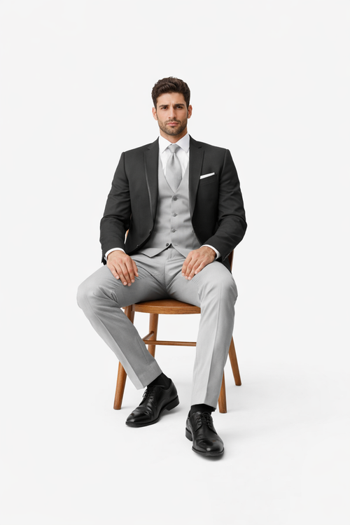 Black Suit With Grey Vest