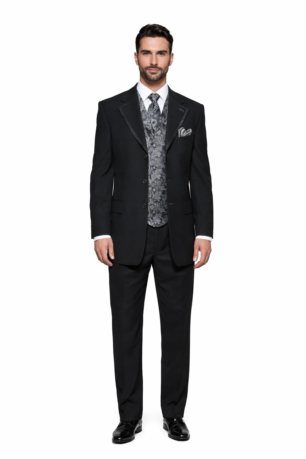 Black Suit Grey Vest - Black Suit With Vest - Classic Fit Pleated Pants