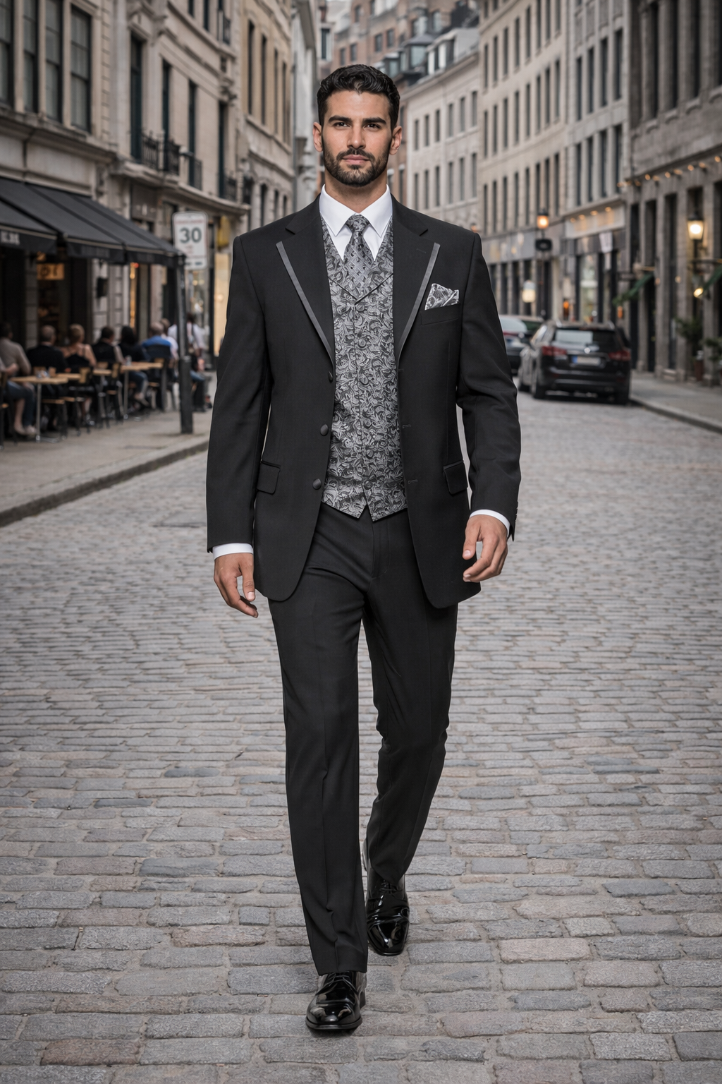Black Suit Grey Vest - Black Suit With Vest - Classic Fit Pleated Pants
