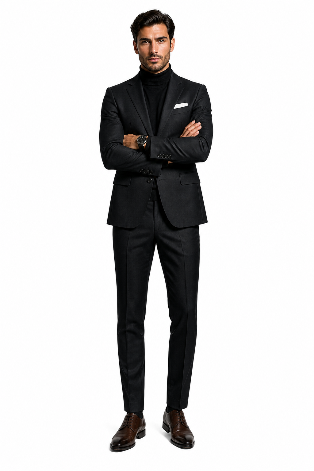 Suit And Turtleneck Combo - Turtleneck Prom Outfits - Prom Turtleneck  Black Suit