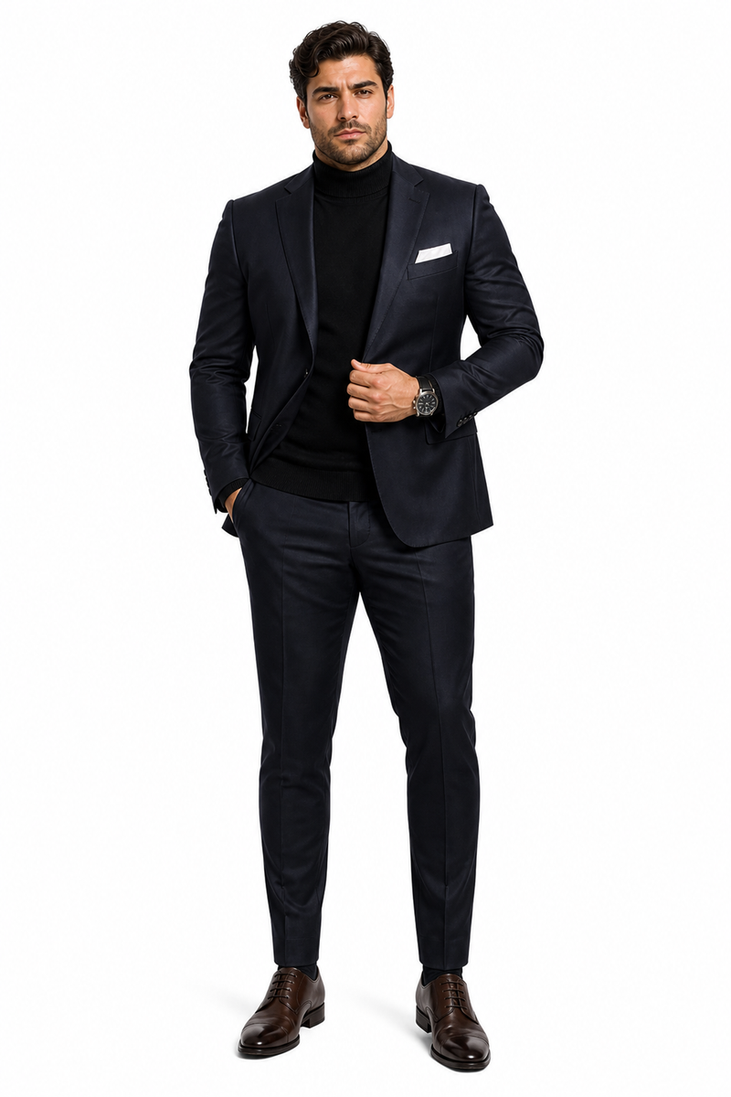 Suit And Turtleneck Combo - Turtleneck Prom Outfits - Prom Turtleneck  Black Suit