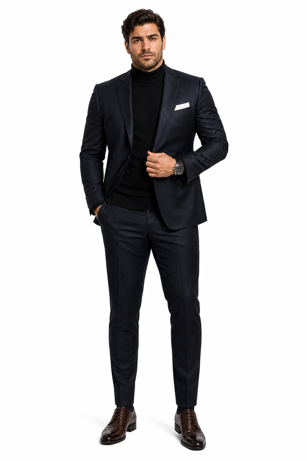 Suit And Turtleneck Combo - Turtleneck Prom Outfits - Prom Turtleneck  Black Suit