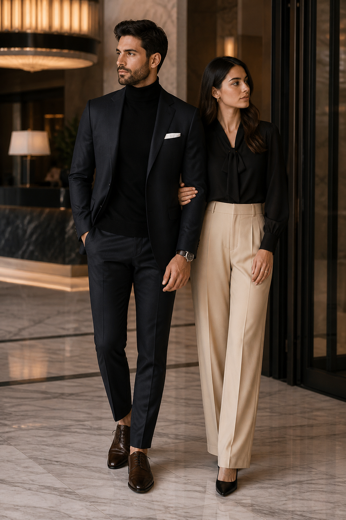 Suit And Turtleneck Combo - Turtleneck Prom Outfits - Prom Turtleneck  Black Suit