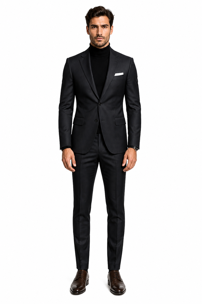 Suit And Turtleneck Combo - Turtleneck Prom Outfits - Prom Turtleneck  Black Suit
