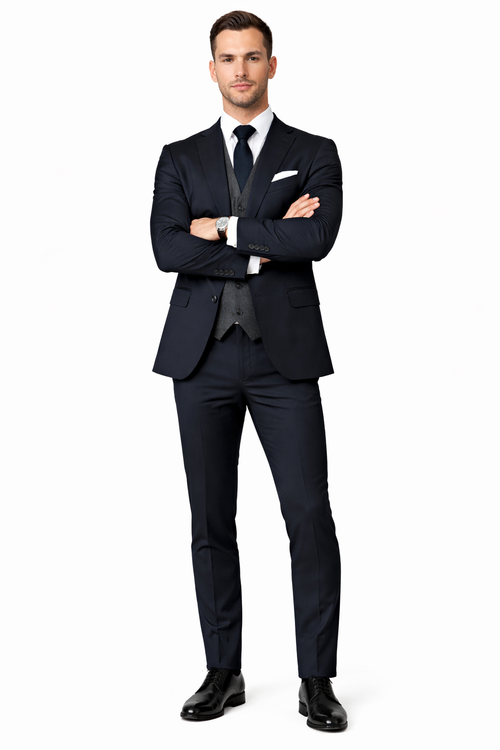 Black Suit With Grey Vest