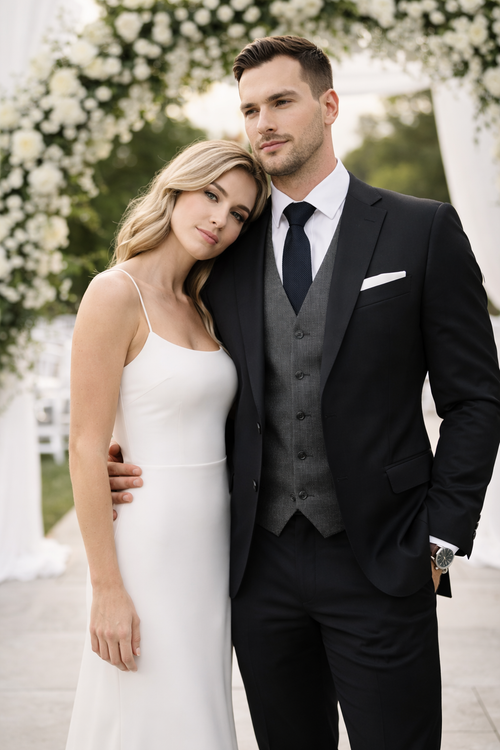 Black Suit With Grey Vest