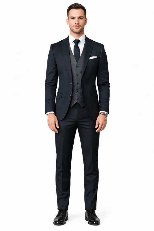 Black Suit With Grey Vest