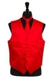 Black Suit With Red Vest and Tie Set - AlbertoNardoniStore