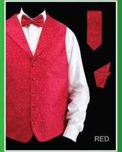 Black Suit With Red Vest and Tie Set - AlbertoNardoniStore