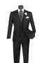 Black Trimmed Lapel Slim Fit 3 Piece Suit